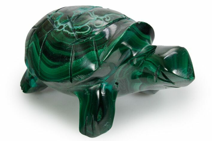 Flowery Malachite Turtle Carving - DR Congo #349334